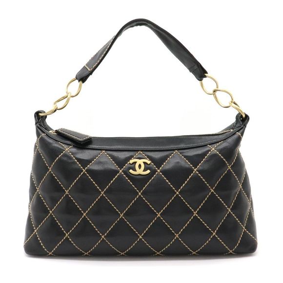 Chanel Wild Stitch Cocomark Chain Shoulder Bag Black Gold Hardware - Picture 1 of 8
